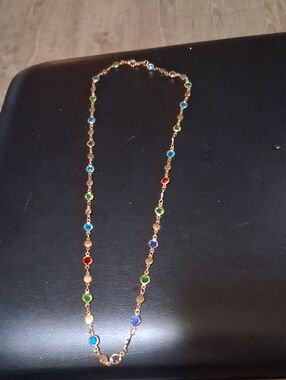 Gold-Tone Multicolor Bezel Station Necklace - Women Jewelry